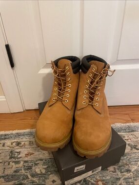 Timberland Wheat Nubuck Boots with Black Collar